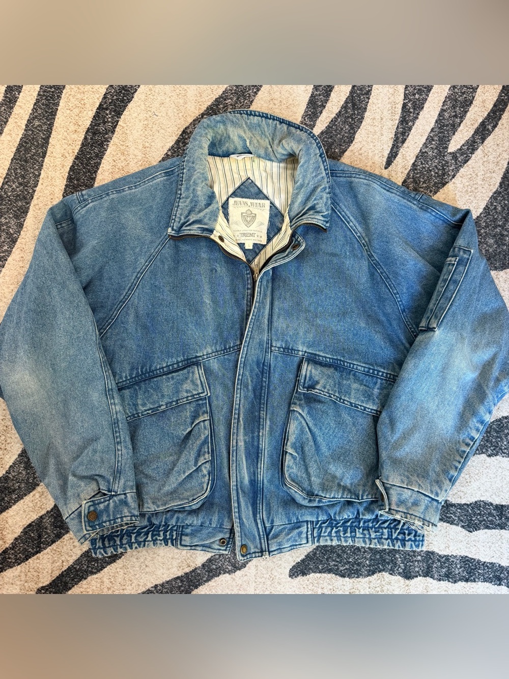 vintage Trent Jeans Wear blue denim bomber jacket large